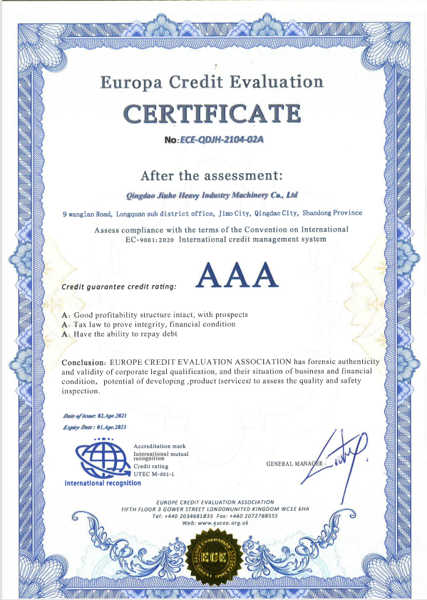 Europa Credit Evaluation certificate